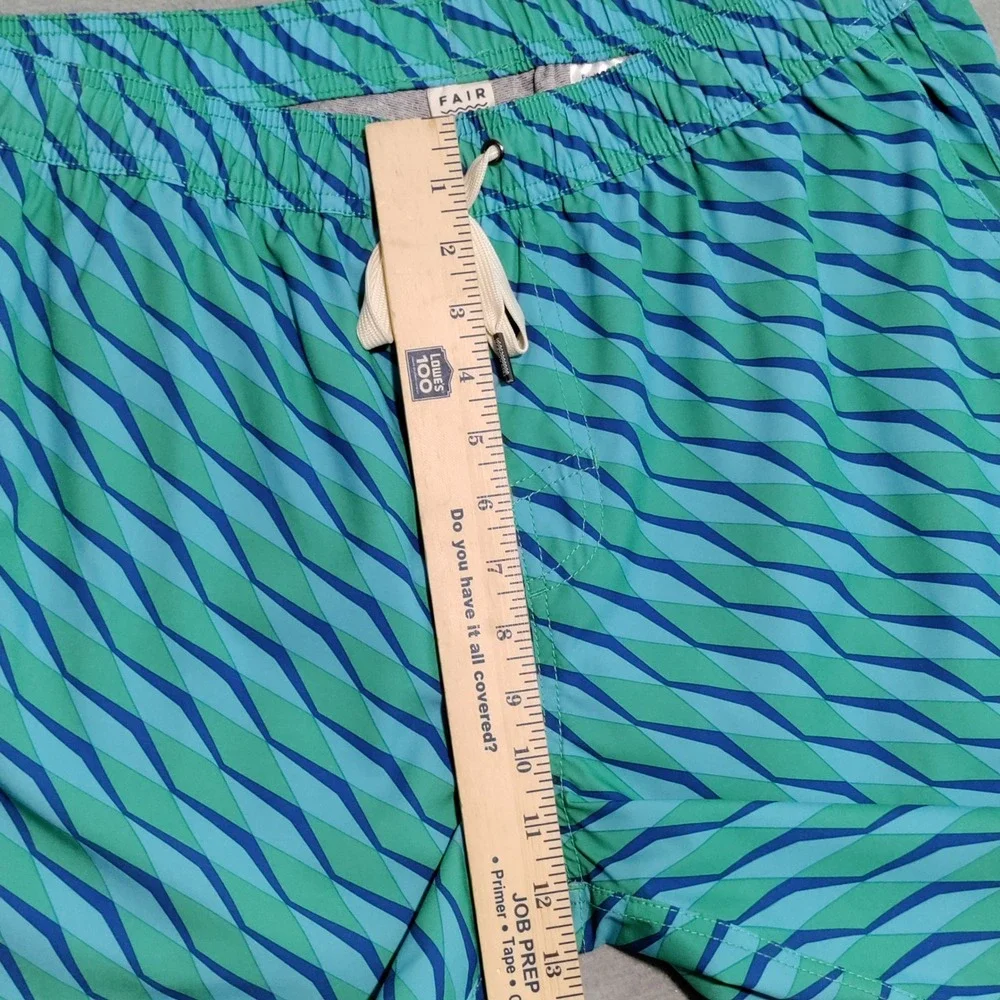 Fair Harbor Swim Trunks Mens XXL Geometric‎ Drawstring Lined Blue/Green